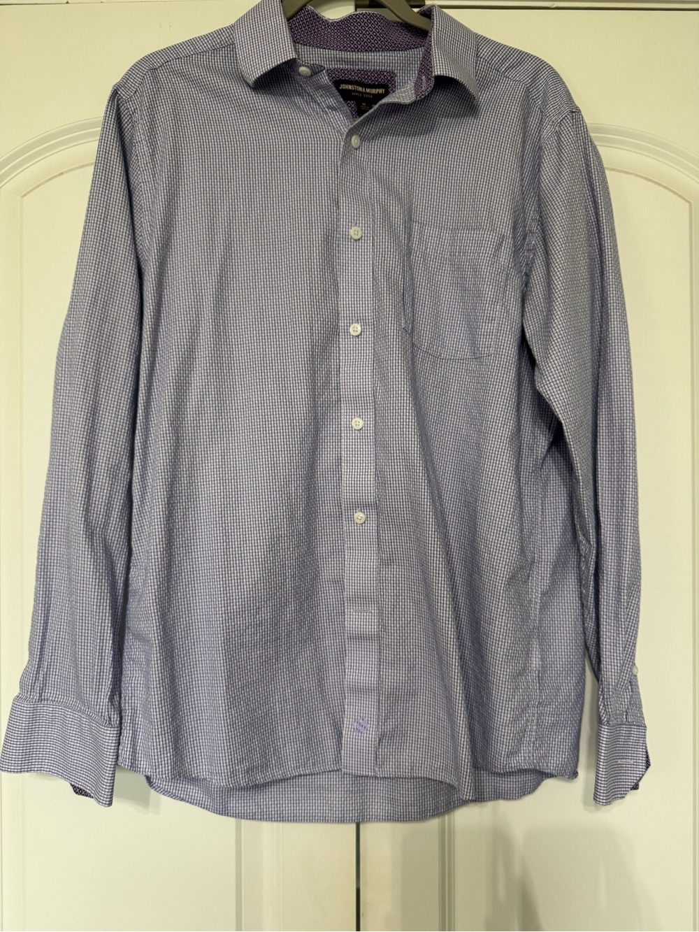 Johnston & Murphy Men's Purple Micro-Check Dress Shirt